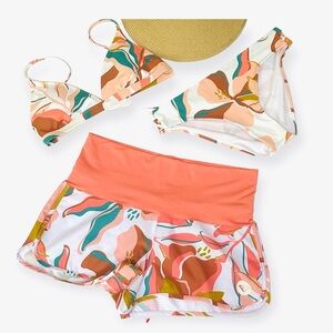 ☀️ROXY Endless Summer Bikini with Board Shorts 3 Piece Set Size M